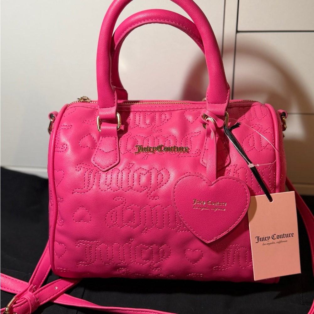 Juicy Couture Hot Pink Quilted Satchel with Heart Tag